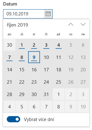 Ukázka zadání do více dní